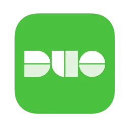 Duo Mobile app icon, a green tile with the white Duo logo