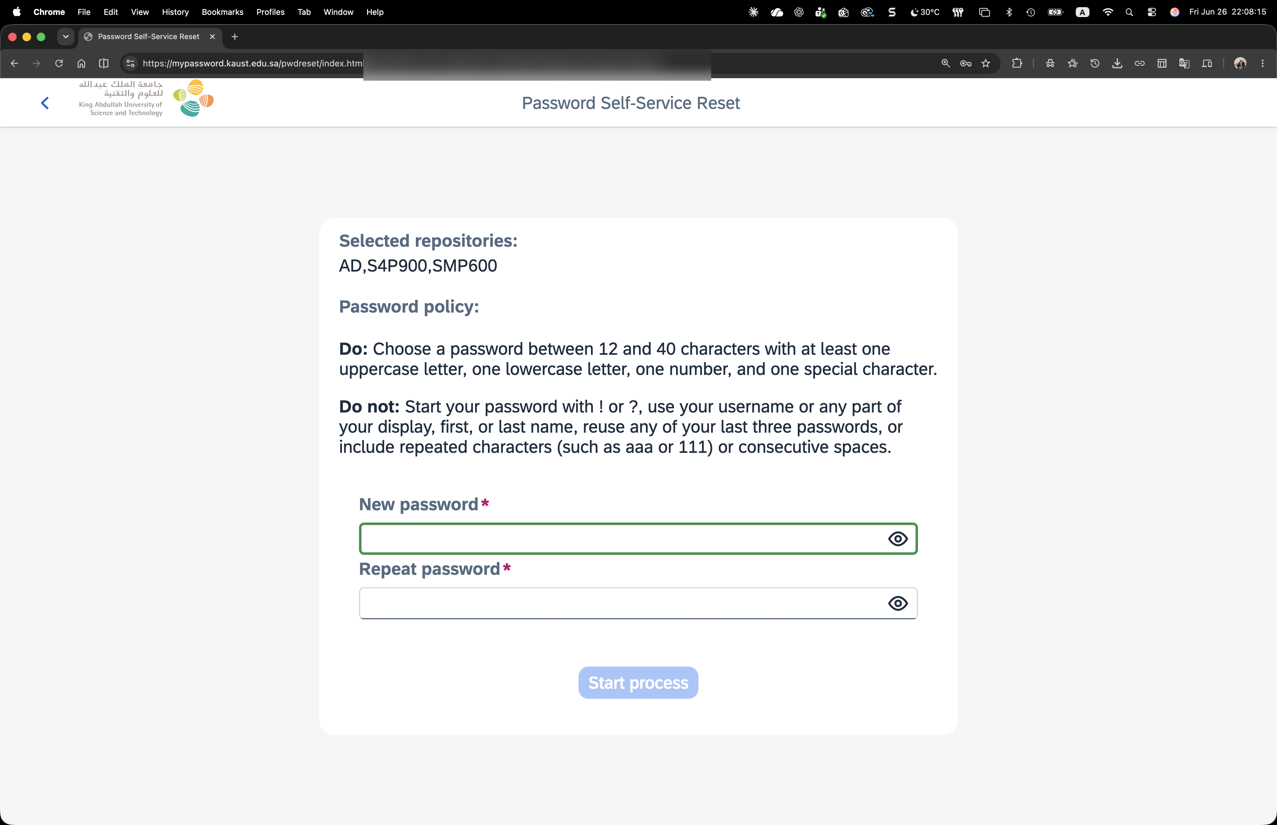 Enter and confirm your new password
