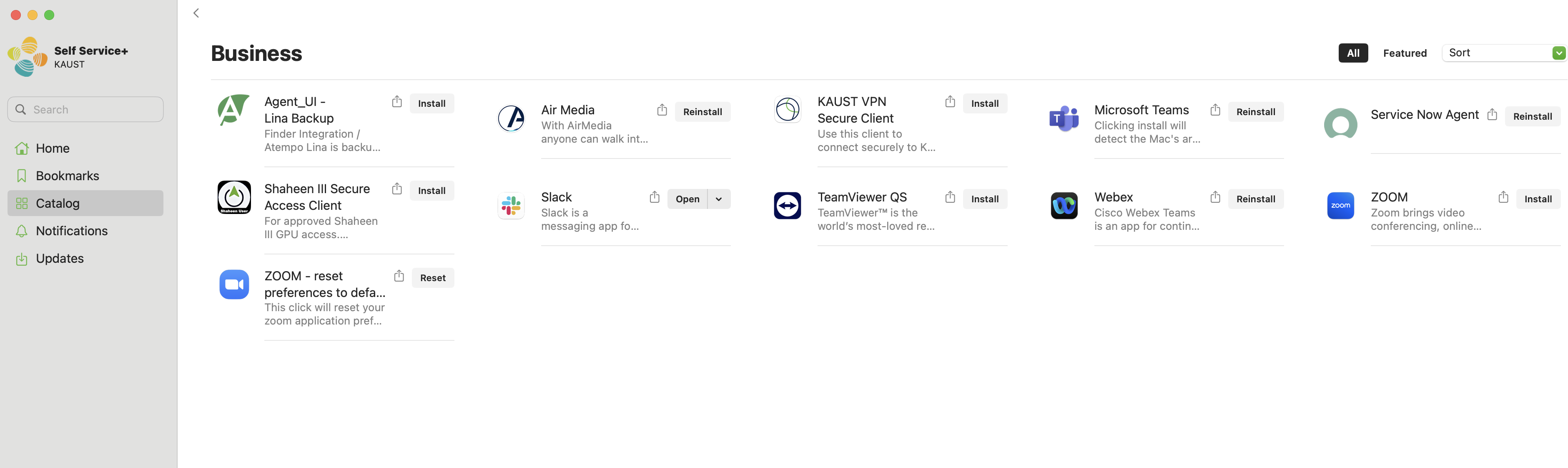 Self Service Plus showing KAUST VPN Secure Client