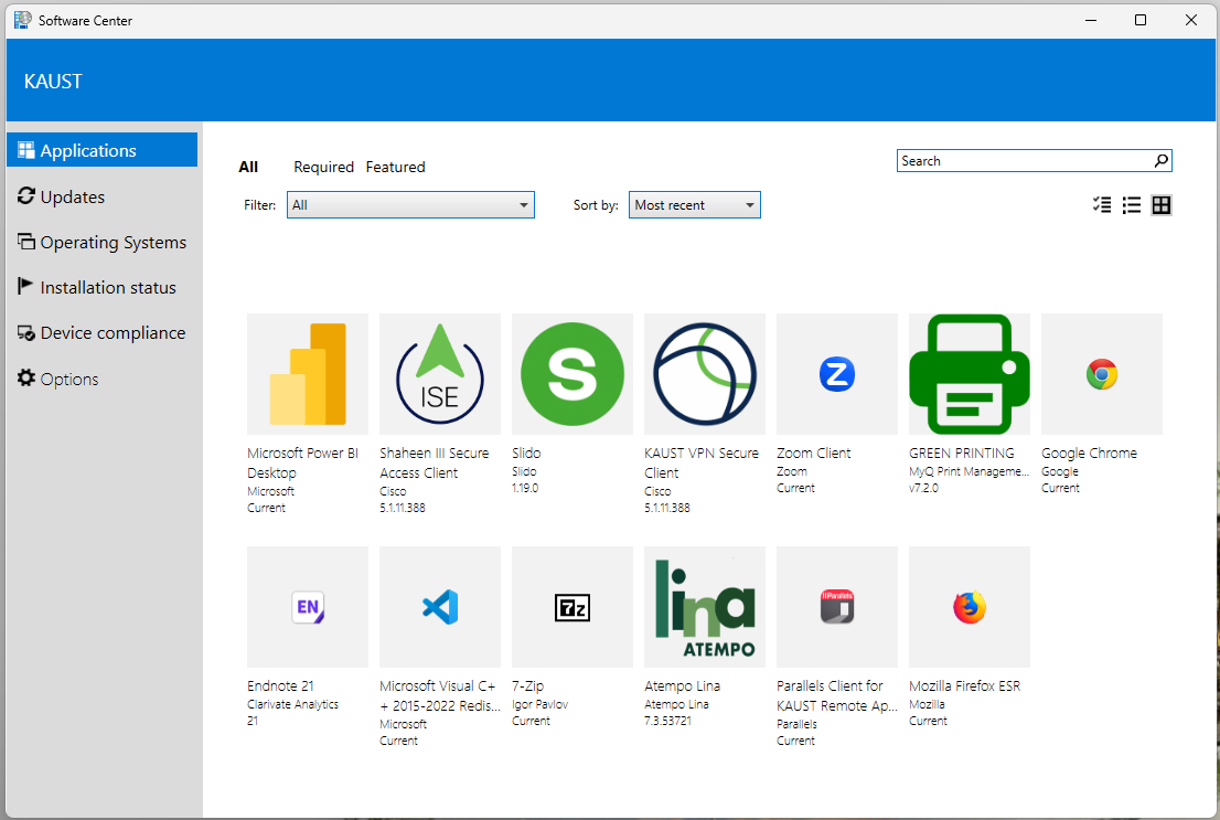 Software Center showing KAUST VPN Secure Client